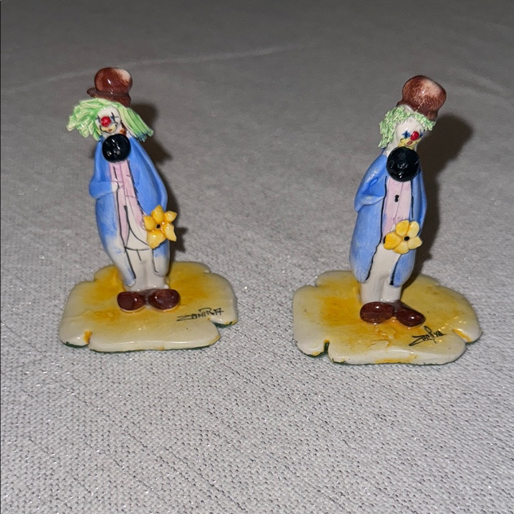 Vintage Pair of ZamPiva Porcelain Clowns